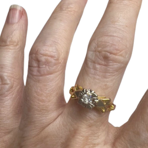 Bague 54 BAGUE ART DÉCO DES ANNÉES 1920-1925 EN OR 18 KT ET PLATINE AVEC DIAMANTS 58 Facettes DMAR6