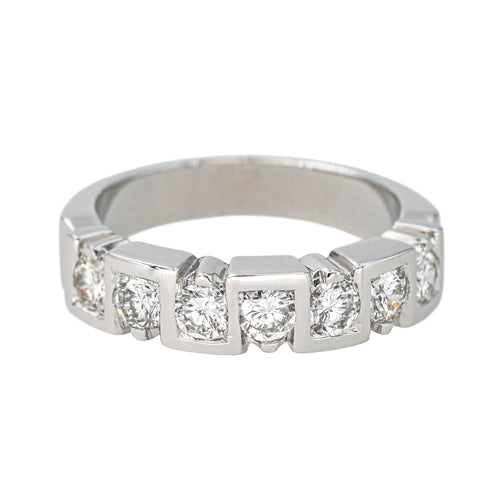 Bague 54 Bague Demi-alliance Or blanc Diamant 58 Facettes 4292752CN