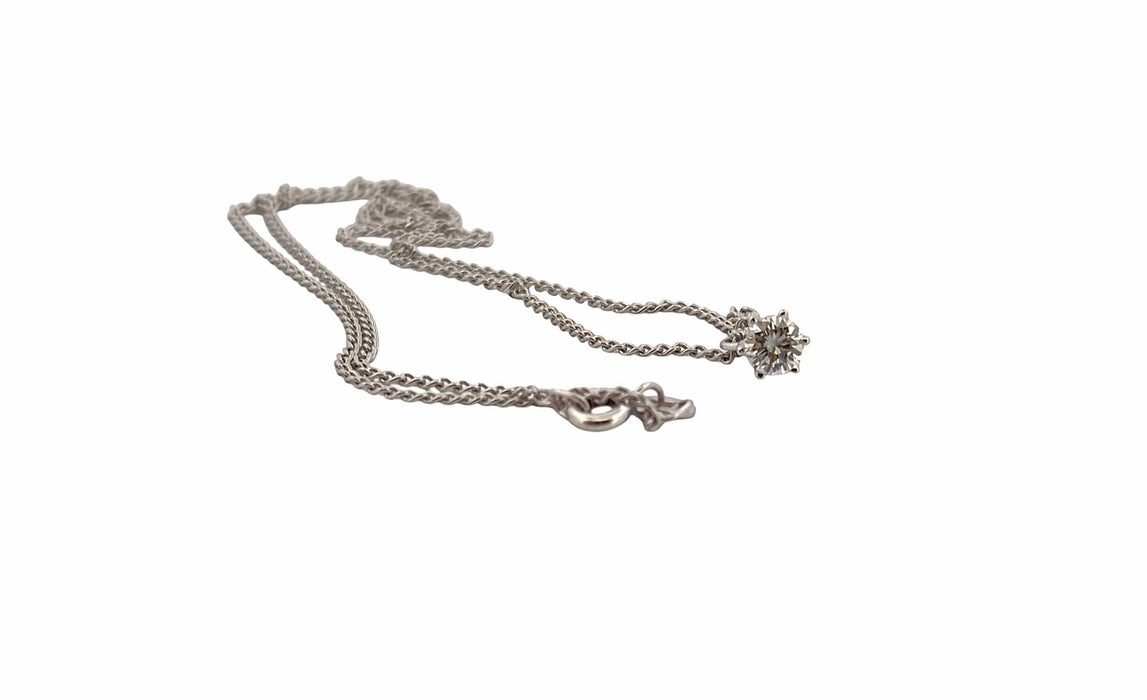 Collier Collier vintage solitaire en diamant serti 6 griffes 58 Facettes