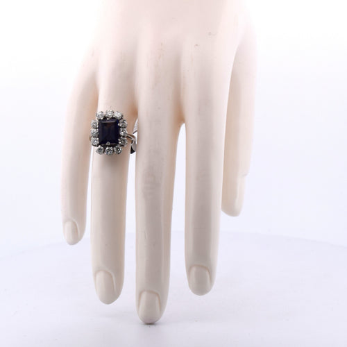 Bague 49 ART DÉCO' - OR BLANC AVEC SAPHIR ET DIAMANTS 58 Facettes