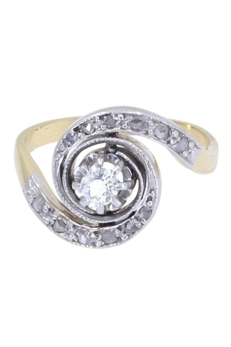 Bague 48 Bague tourbillon or jaune et blanc diamants art-nouveau 58 Facettes 092901