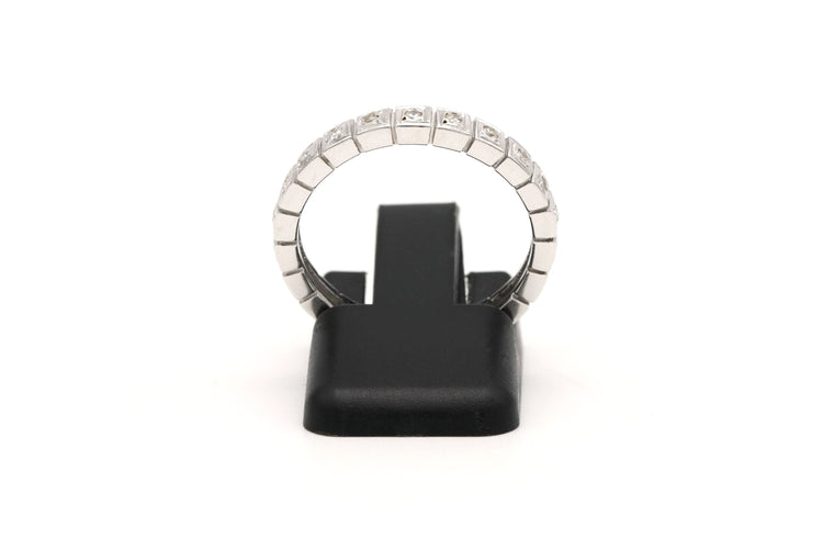 Bague 52 Alliance américaine contemporaine en or blanc 18 carats sertie de diamants 58 Facettes B379