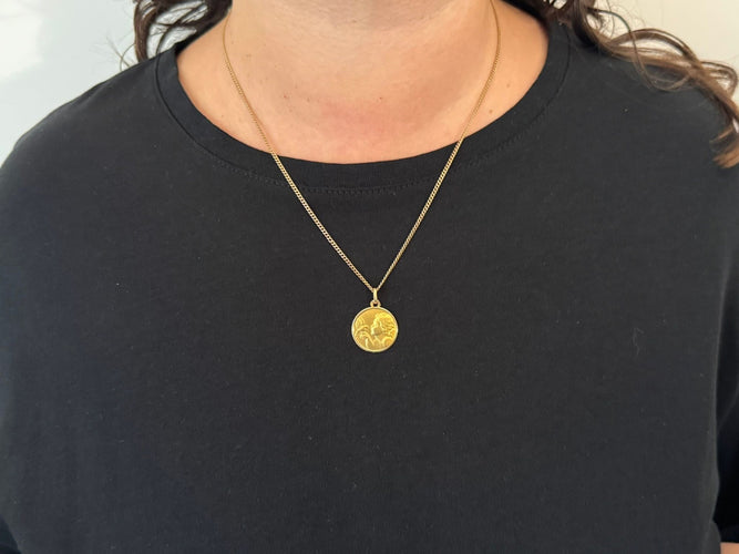 Pendentif Médaille or jaune Ange et Colombe 58 Facettes