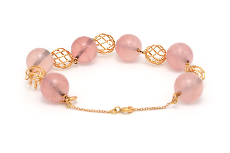 Bracelet Bracelet or jaune et quartz rose 58 Facettes 20745