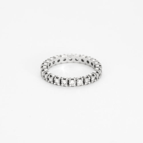 Bague 53 Alliance Américaine or blanc et diamants 58 Facettes GU184