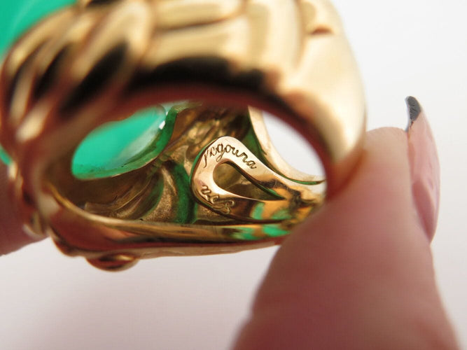 Bague 52 bague EVA SEGOURA grenouille t52 monture or jaune 18k 53.3gr diamant rubis 58 Facettes 270130