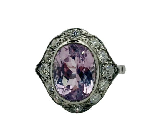 Bague 55 Bague en platine ornée de diamants et de kunzite 58 Facettes 50336