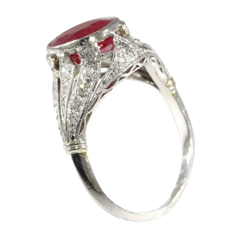 Bague 52 Bague de rêve décorative en rubis et diamants birmans 58 Facettes 16319-0014