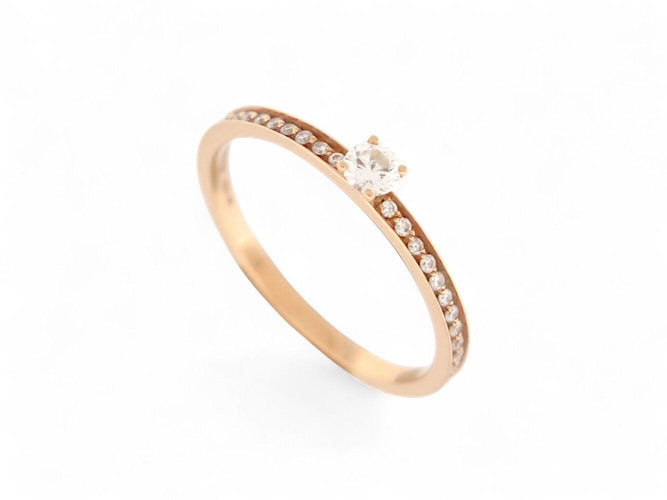 Bague 53 bague VANRYCKE solitaire pavee diamants en or rose 18k t53 58 Facettes 270294