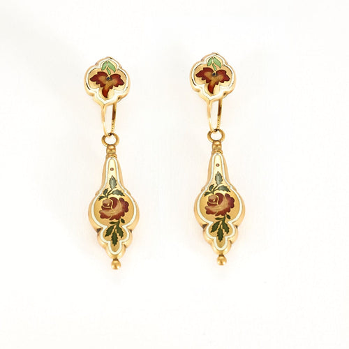Boucles d'oreilles Boucles d'oreilles anciennes or et émail 58 Facettes