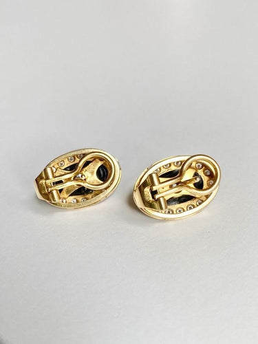 Boucles d'oreilles Boucles d’oreilles en or jaune 18k onyx et diamants 58 Facettes