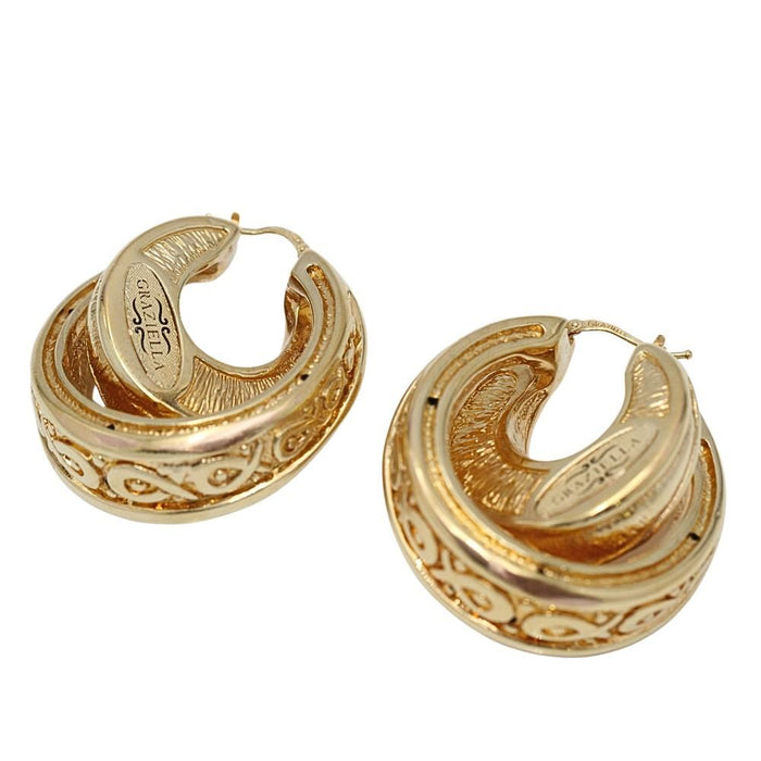 GRAZIELLA Pendientes doble aro oro 18k