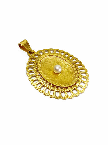 Pendentif Pendentif or jaune et perle 58 Facettes
