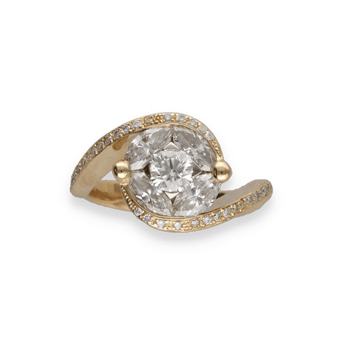 Bague 49 Bague Vangelder – Or Jaune et Gris 18k – Diamants 1.20 ct – Vers 1990 – Taille 49 58 Facettes FB10862