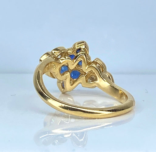 Mauboussin - Prsten ze žlutého zlata 18 karátů se safíry a diamanty 