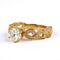 Bague 47 Solitaire en or jaune et diamants, feuilles de 58 Facettes