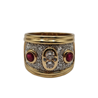 Bague Bague diamants et rubis en or 18k 58 Facettes 21023682