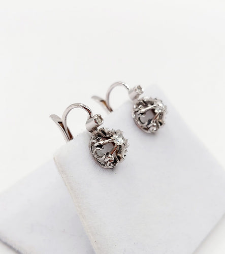 Dormeuses or blanc, diamants taille rose (circa 1900) 58 Facettes A05977