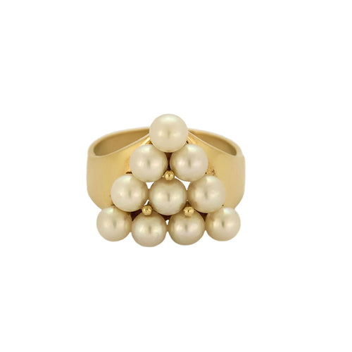 Bague 51 Bague en or jaune et perles de culture blanches 58 Facettes MON0907