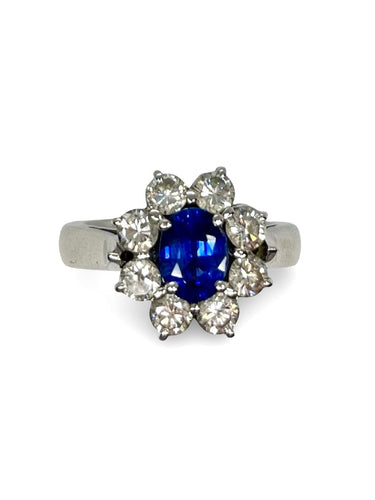 Bague 55 Bague marguerite or blanc saphir 1,62 ct et diamants 1,30 ct 58 Facettes 00081701