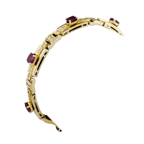 Bracelet Bracelet en or jaune 18 carats, diamants et rubis 58 Facettes 33374
