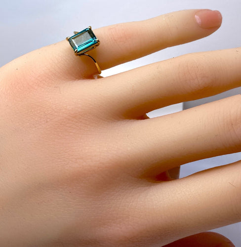 Bague 46 Bague en or jaune et tourmaline verte 58 Facettes AB617