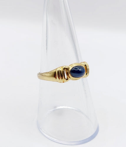 Bague 55 Bague jonc vintage or jaune, cabochon de saphir 58 Facettes A05888