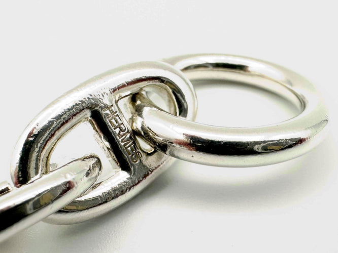 Bracelet HERMES. Collection "Chaine d'ancre", bracelet argent GM vintage (12) 58 Facettes