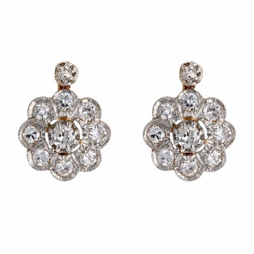 Boucles d'oreilles Boucles d'oreillles anciennes fleurs de diamants 58 Facettes 22-480