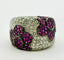 Bague Bague en or ornée de motifs floraux composés de diamants et de rubis 58 Facettes 50166