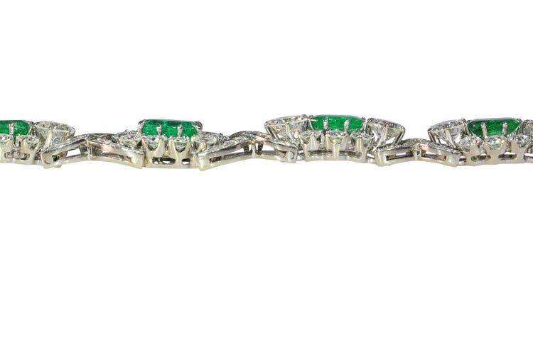 Bracelet Bracelet vintage luxueux : diamants 16 carats, émeraudes colombiennes 7 carats 58 Facettes 16196-0083