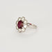 Bague 52 Bague marguerite platine et or blanc, rubis et diamants 58 Facettes