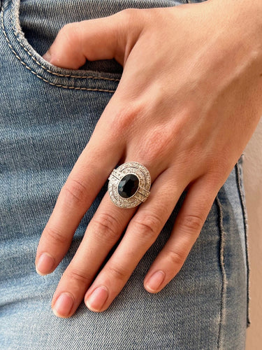 Bague 50 Bague Art Déco saphir et diamants platine 58 Facettes