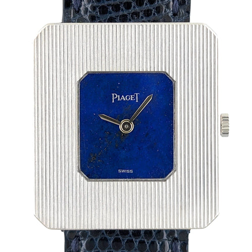 Montre Piaget Protocole RARE Piaget 99042 Lapis Lazuli Dial Protocole Ultra Thin Rectangular Serviced White Gold 58 Facettes