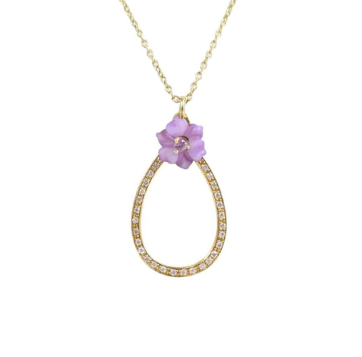 Collier Collier or jaune pendentif goutte pavé de diamants 58 Facettes