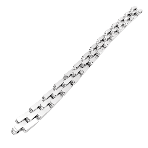 Bracelet Bracelet Vintage Boucheron, "Crémaillère", platine, diamants. 58 Facettes 34542