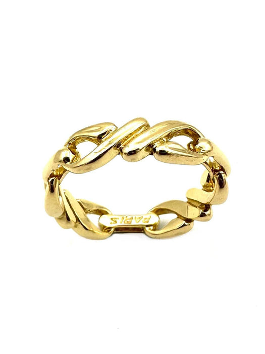 Bague 57 HERMES. Bague vintage or jaune 18K 58 Facettes