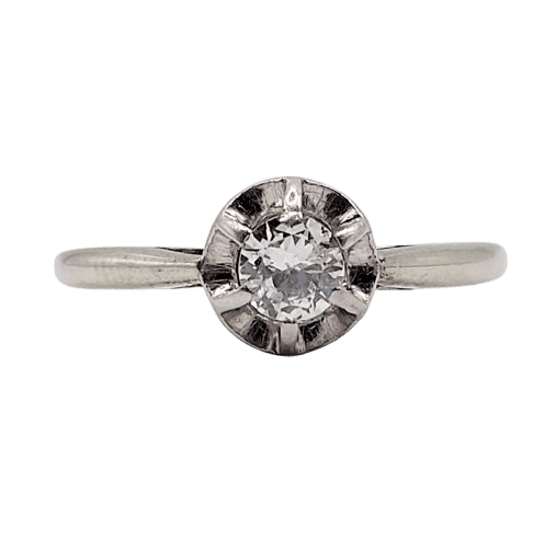 Bague 53 Bague solitaire art deco or blanc 18k diamant 0,22 carat (circa 1930) 58 Facettes A06143