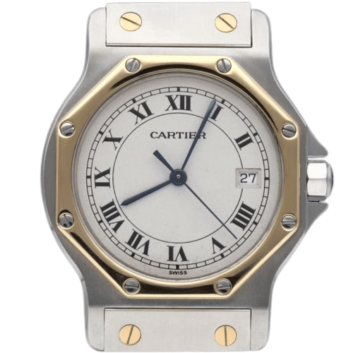 Montre Cartier Montre Santos Ronde Octagon Or Jaune 18K Et Acier 58 Facettes mt44113