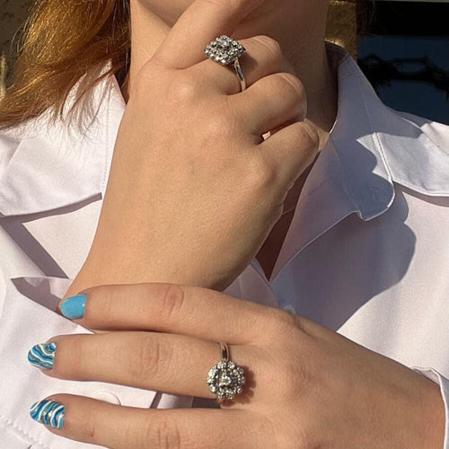 Bague 59.5 Bague de fiançailles Vintage or gris diamants 58 Facettes AA 1699