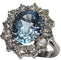 Bague 55 Bague LADY DI Cluster en or blanc, topaze bleu ciel et diamants 2,5 ct 58 Facettes Q876A