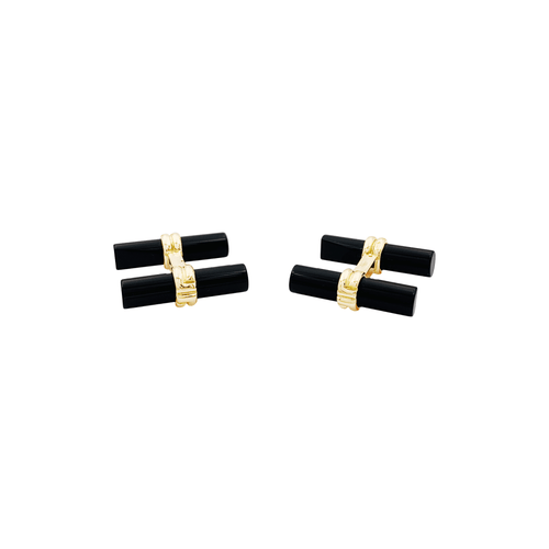 Boutons de manchette Boucheron en or jaune et onyx . 58 Facettes 35247