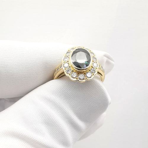 Bague 56 Bague pompadour saphir et diamants 58 Facettes