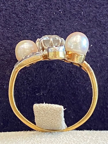 Bague 50 Bague Belle Époque "Toi & Moi" en or et platine 58 Facettes