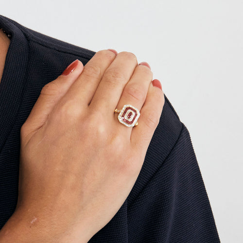 Ruby and diamond ring in yellow gold