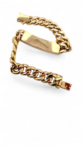 Bracelet Gourmette identité en or jaune 18 carats 58 Facettes