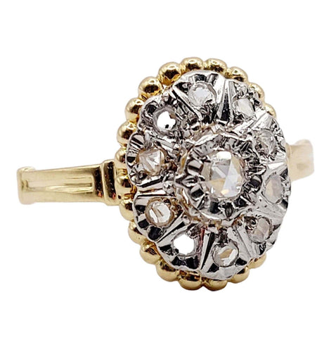 Bague 52 Bague marquise antique or jaune diamant taillés en roses 58 Facettes A05051