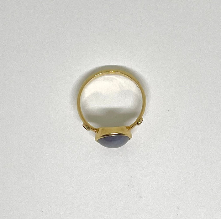 Anillo de diamantes y zafiro estrella vintage