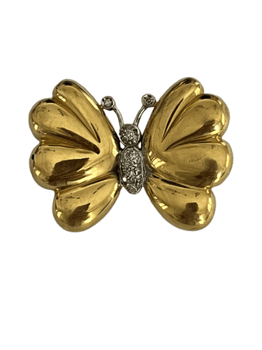 Broche Broche Papillon or jaune et blanc diamants 58 Facettes 5656