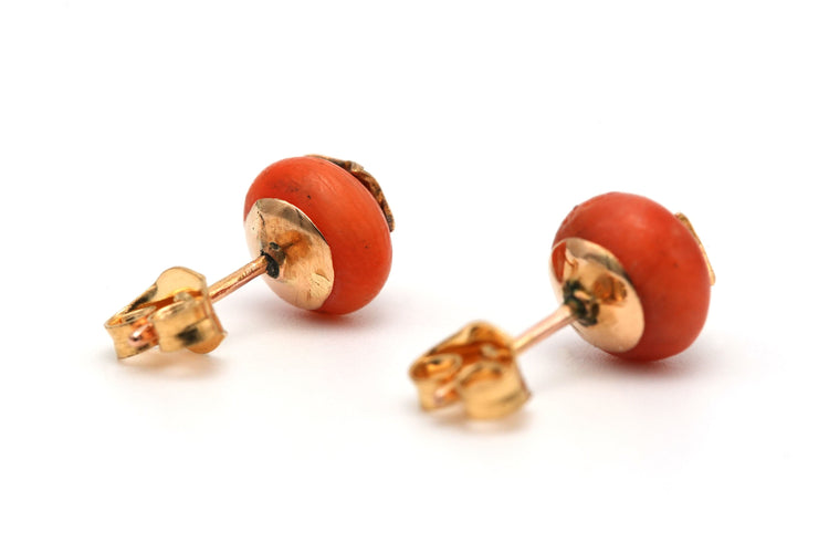 Boucles d'oreilles Boucles d'oreilles Napoléon III en or jaune serties de perles et de corail 58 Facettes 22002